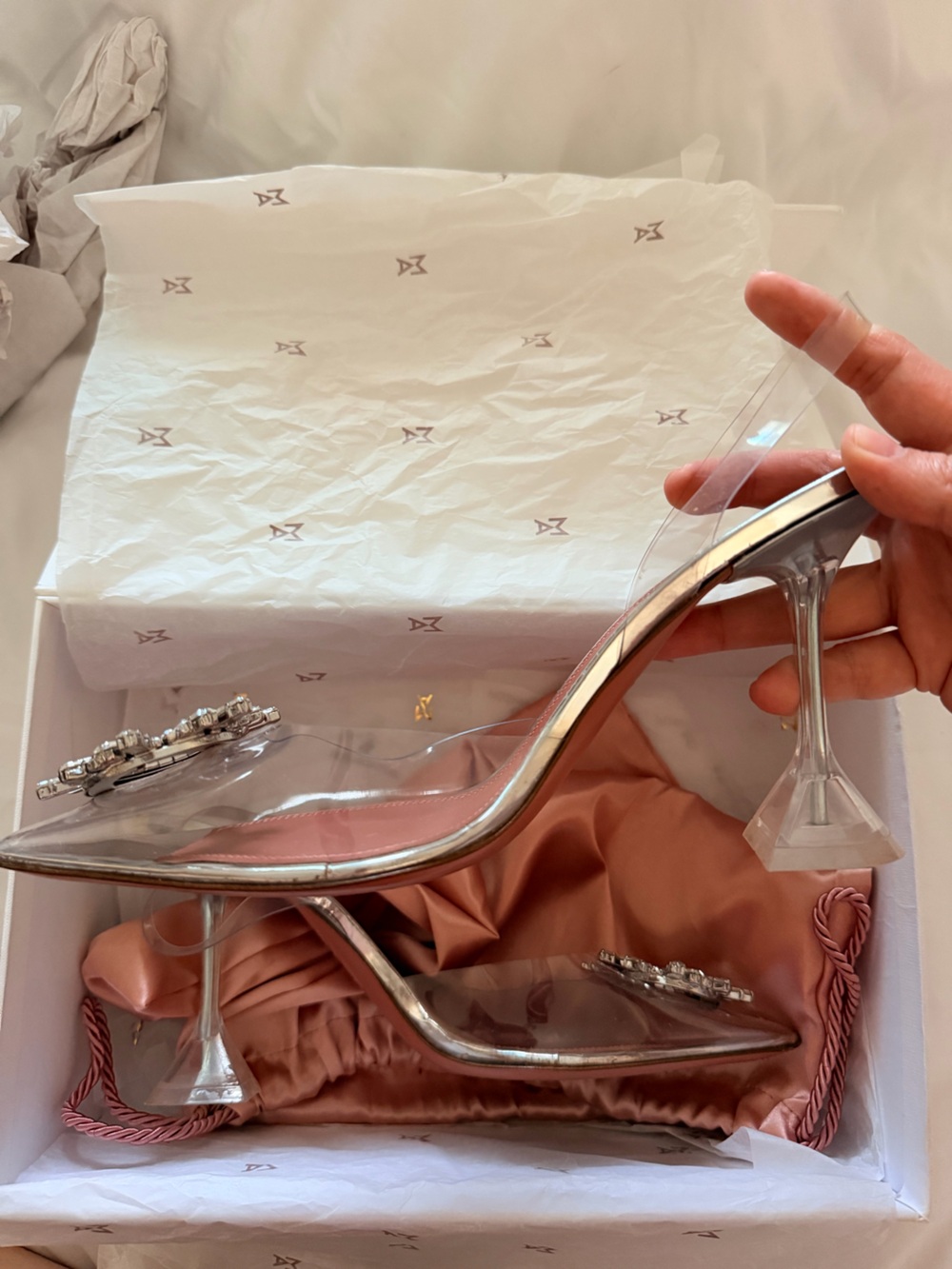 NIB Amina Muaddi Begum Glass PVC Slingback 35-42 - Picture 5 of 7
